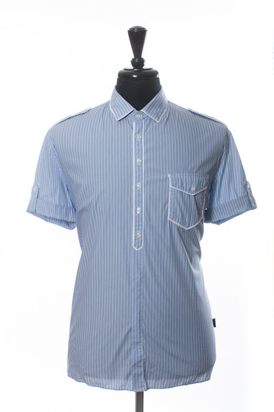 Love Moschino Blue Striped Short Sleeve Shirt