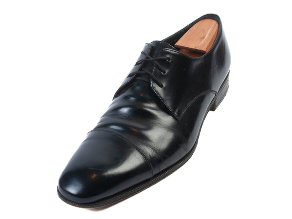 Salvatore Feragammo Black Leather Cap Toe Derby
