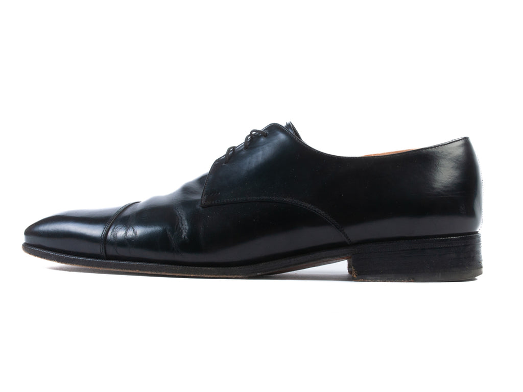 Salvatore Feragammo Black Leather Cap Toe Derby