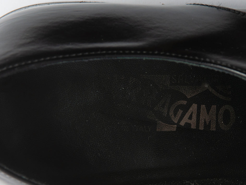 Salvatore Feragammo Black Leather Cap Toe Derby