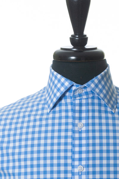 Thomas Pink Blue Gingham Check Slim Fit French Cuffed Shirt