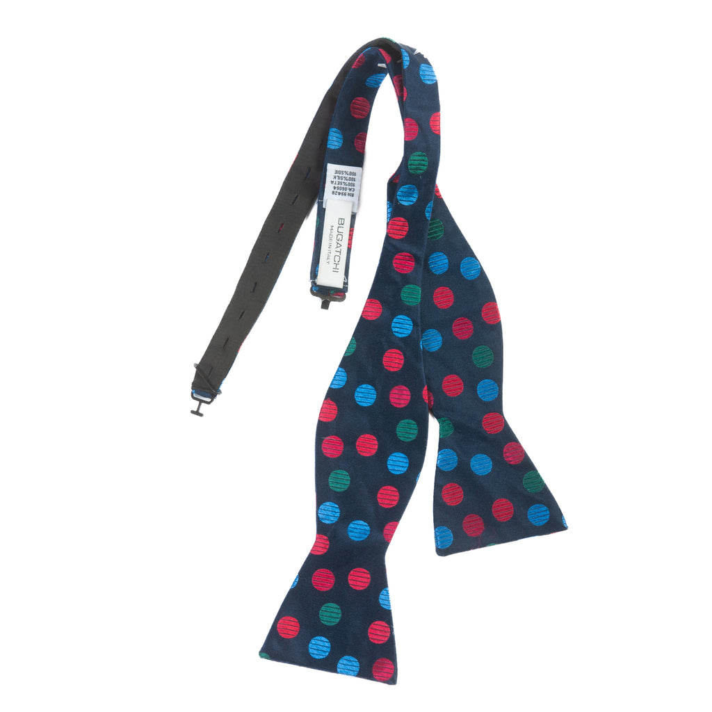 Bugatchi Multi Color on Navy Polka Dot Bow Tie