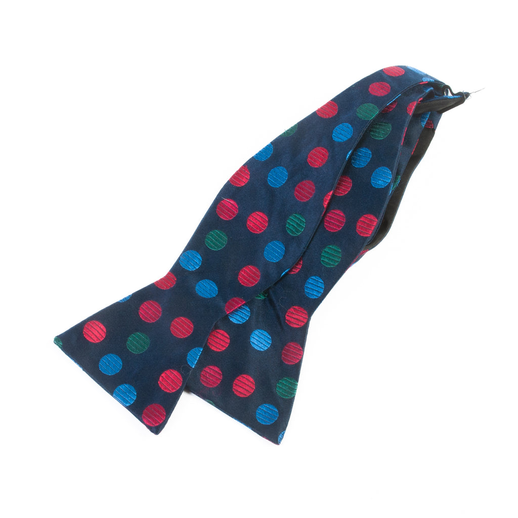 Bugatchi Multi Color on Navy Polka Dot Bow Tie