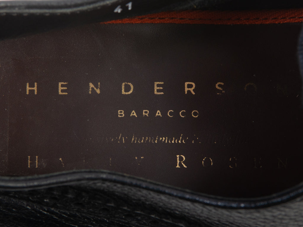 Henderson Baracco Black Unstructured Wingtip Shoes