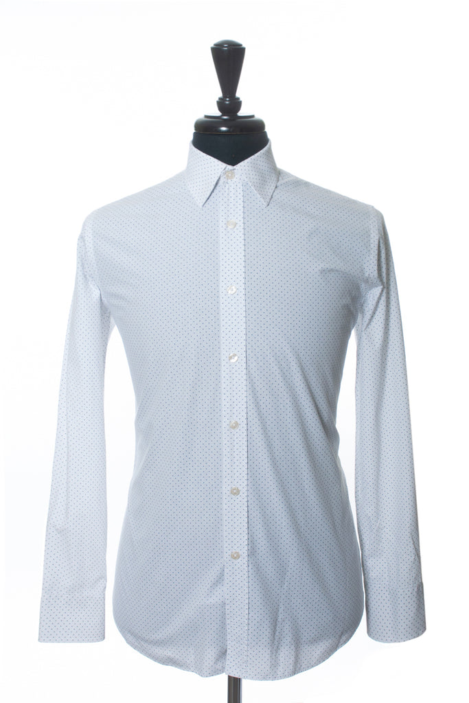 Paul Smith Blue on White Dotted Print Slim Fit Shirt