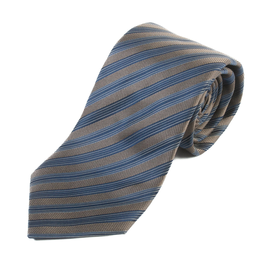 Hugo Boss Made in Italy Yellow on Grey Striped Tie