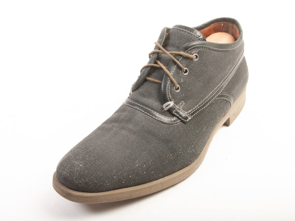 John Varvatos Grey Distressed Canvas Desert Boots
