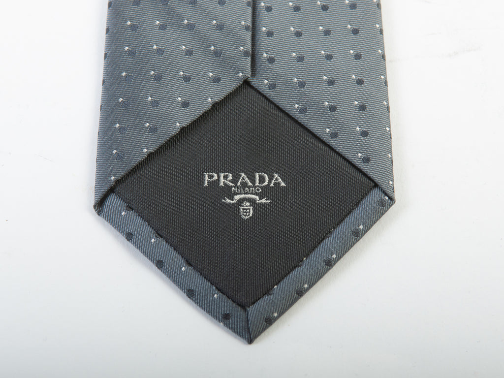 Prada NWT Grey Dotted Pattern Tie