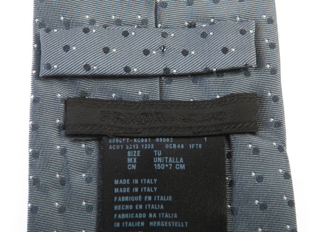 Prada NWT Grey Dotted Pattern Tie