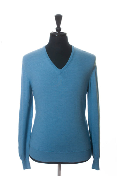 Ermenegildo Zegna Light Blue Wool V-Neck Sweater

