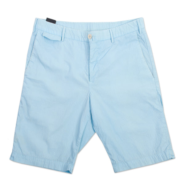 PT01 Light Blue Vintage Wash Seersucker Bermuda Shorts