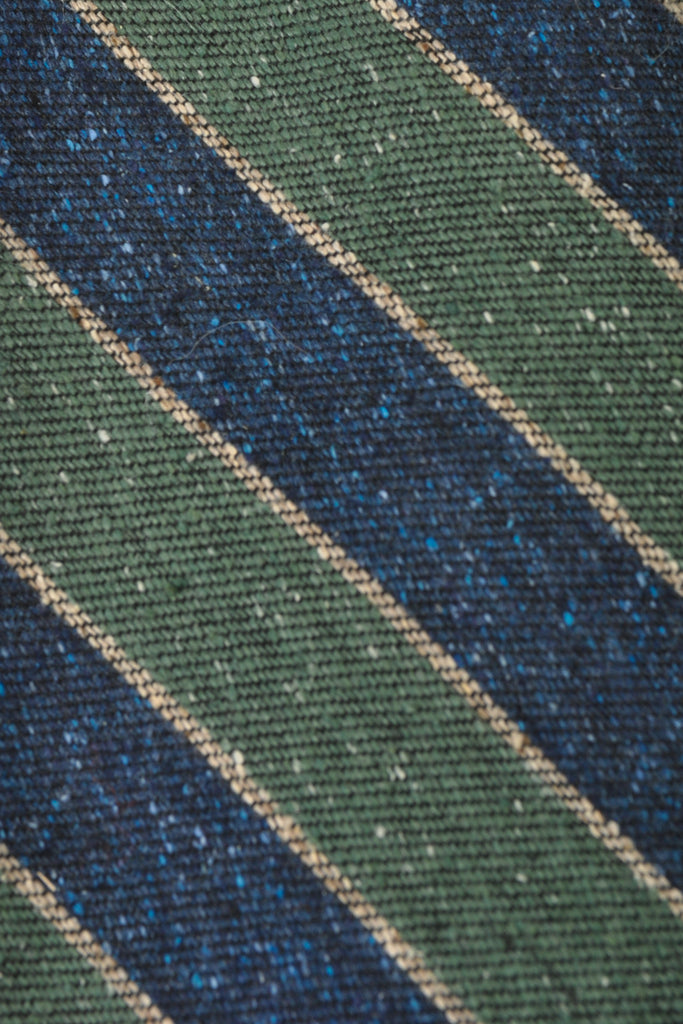 Holt Renfrew Blue and Green Striped Raw Silk Tie