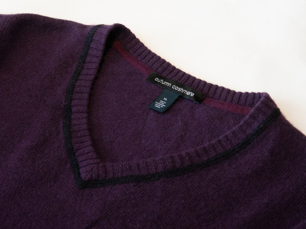 Autumn Cashmere Purple V-Neck Cashmere Sweater