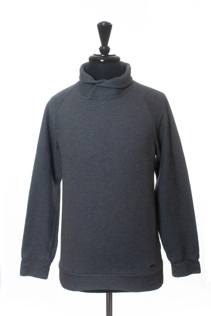 Hugo Boss Gray Shawl Collar Wawy Sweater