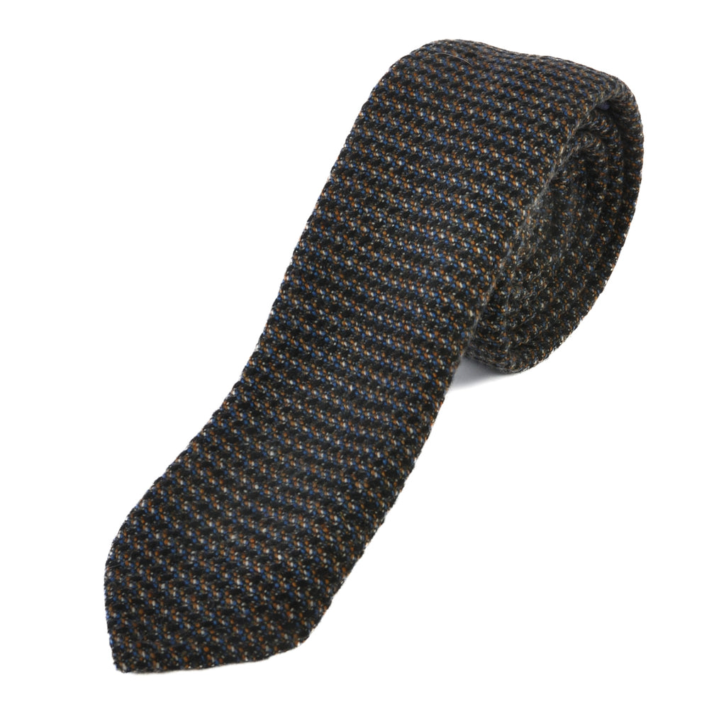 Eton Brown and Blue Handmade Knit Wool Tie