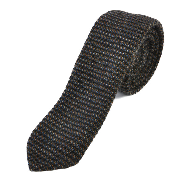 Eton Brown and Blue Handmade Knit Wool Tie
