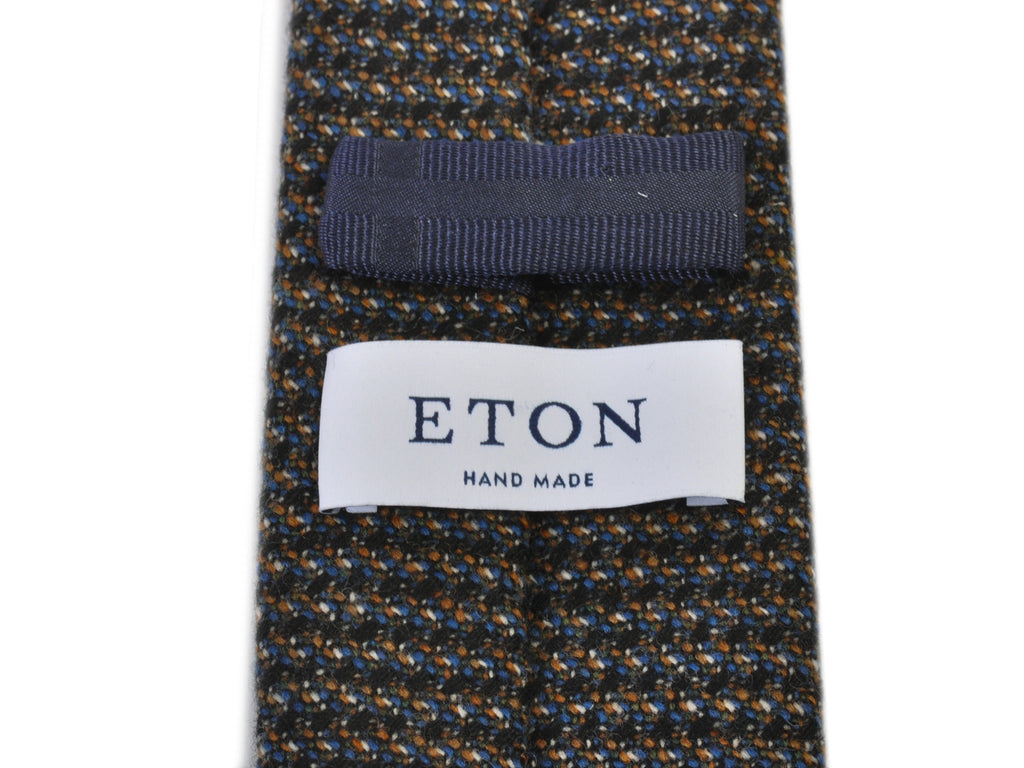 Eton Brown and Blue Handmade Knit Wool Tie
