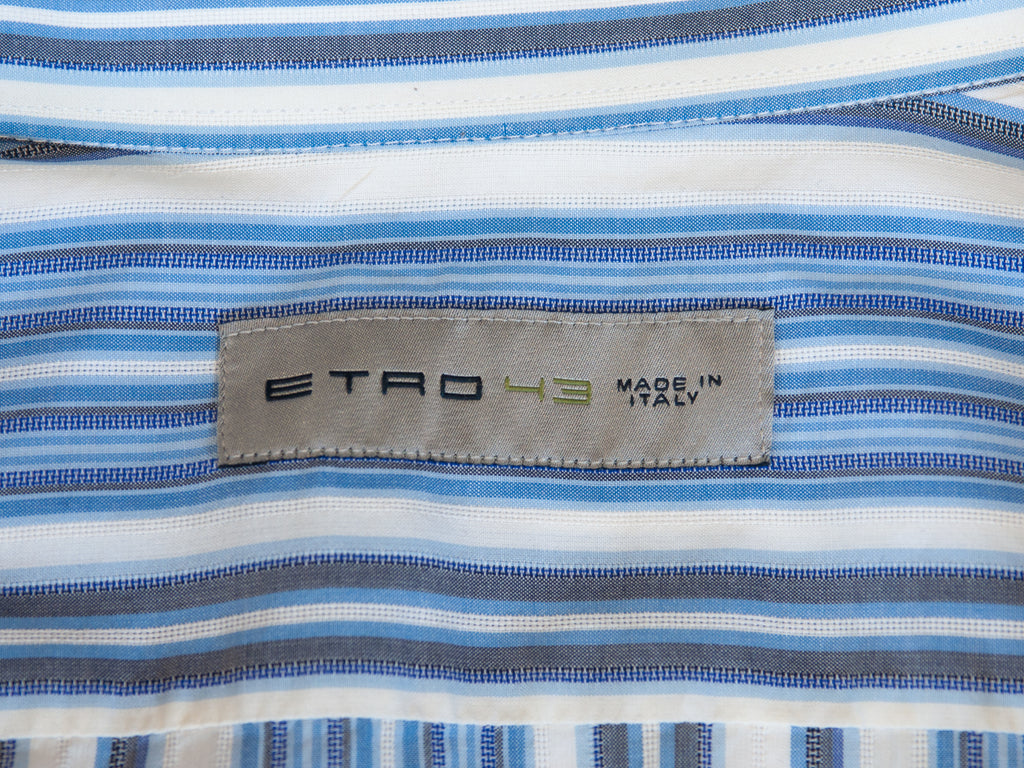 Etro Blue Striped Cotton Shirt