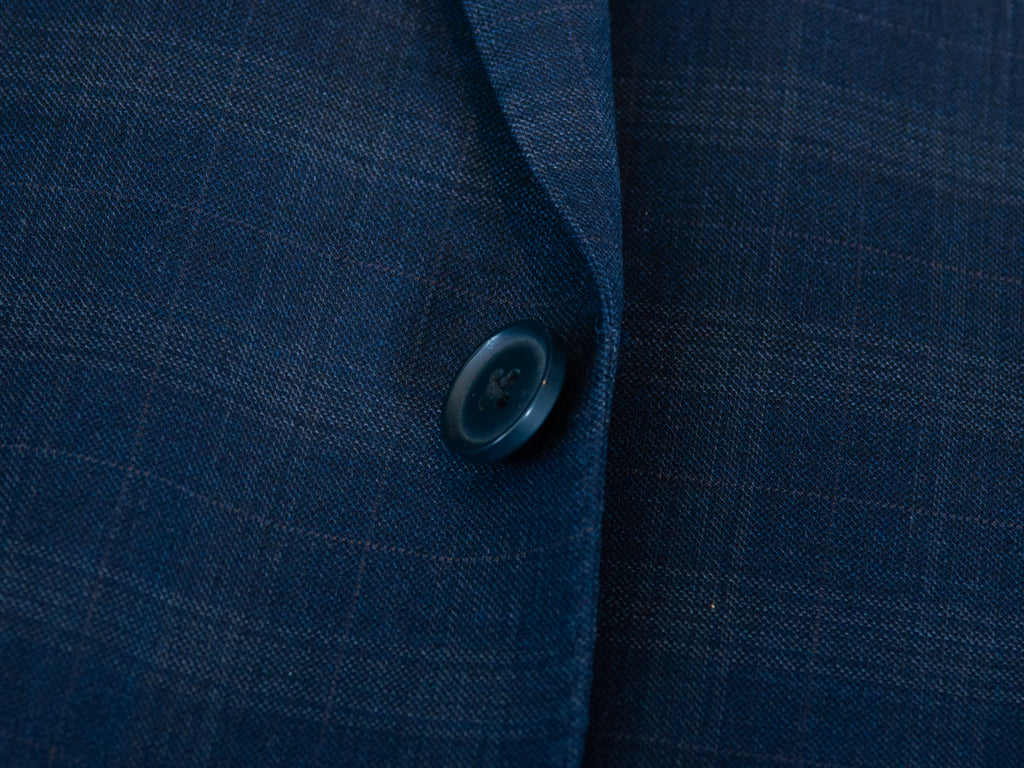 Saks Fifth Avenue Blue Check Slim Fit Wool Blazer