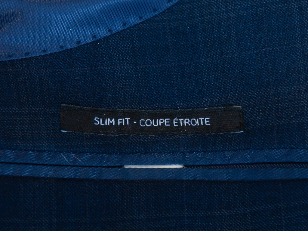 Saks Fifth Avenue Blue Check Slim Fit Wool Blazer