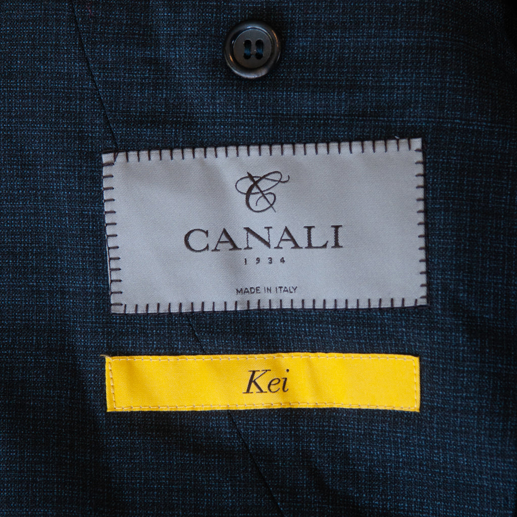 Canali Kei Charcoal Gray Microcheck Stretch Wool Blazer