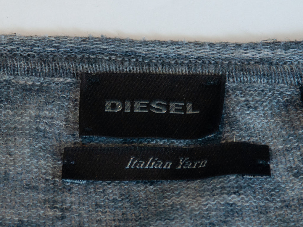 Diesel Grey Italian Linen Blend Yarn Crew Neck Sweater