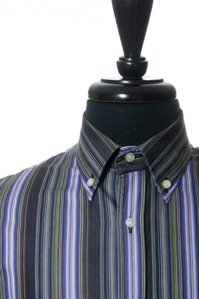 Etro Green and Purple Barcode Striped Shirt