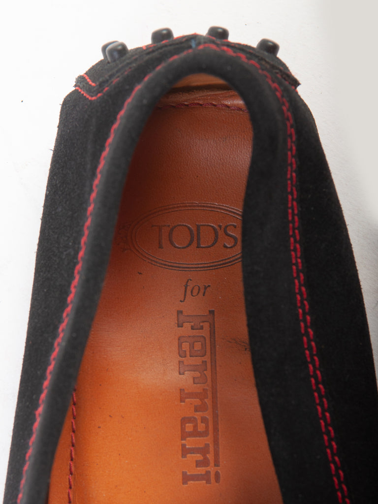 Tods X Ferrari Black Suede Driving Loafers