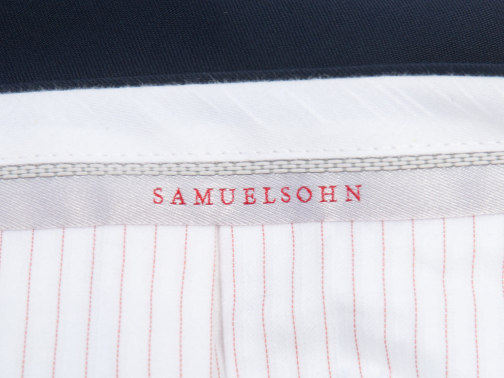 Samuelsohn Navy Blue V-62 Wool Trousers