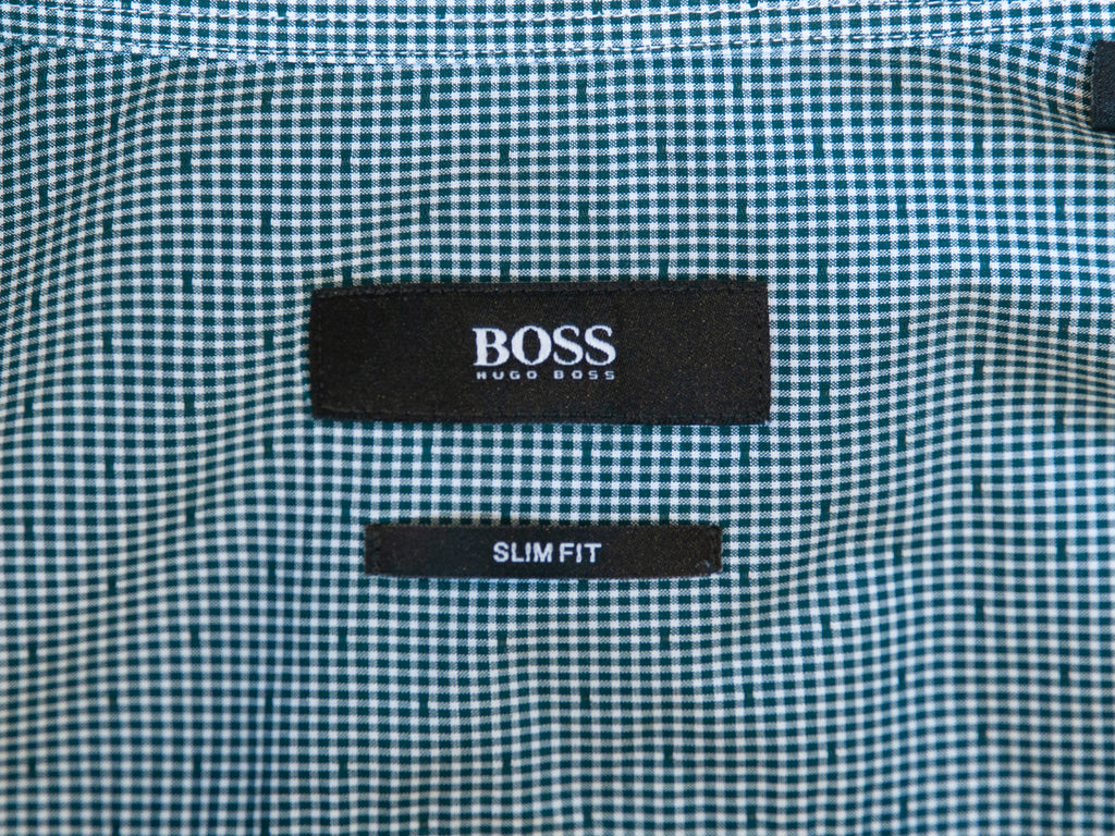 Hugo Boss Dark Green Dotted Check Slim Fit Jason Shirt