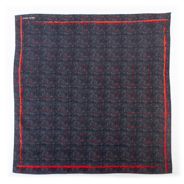 Jacob Cohen Red on Grey Print Square Scarf