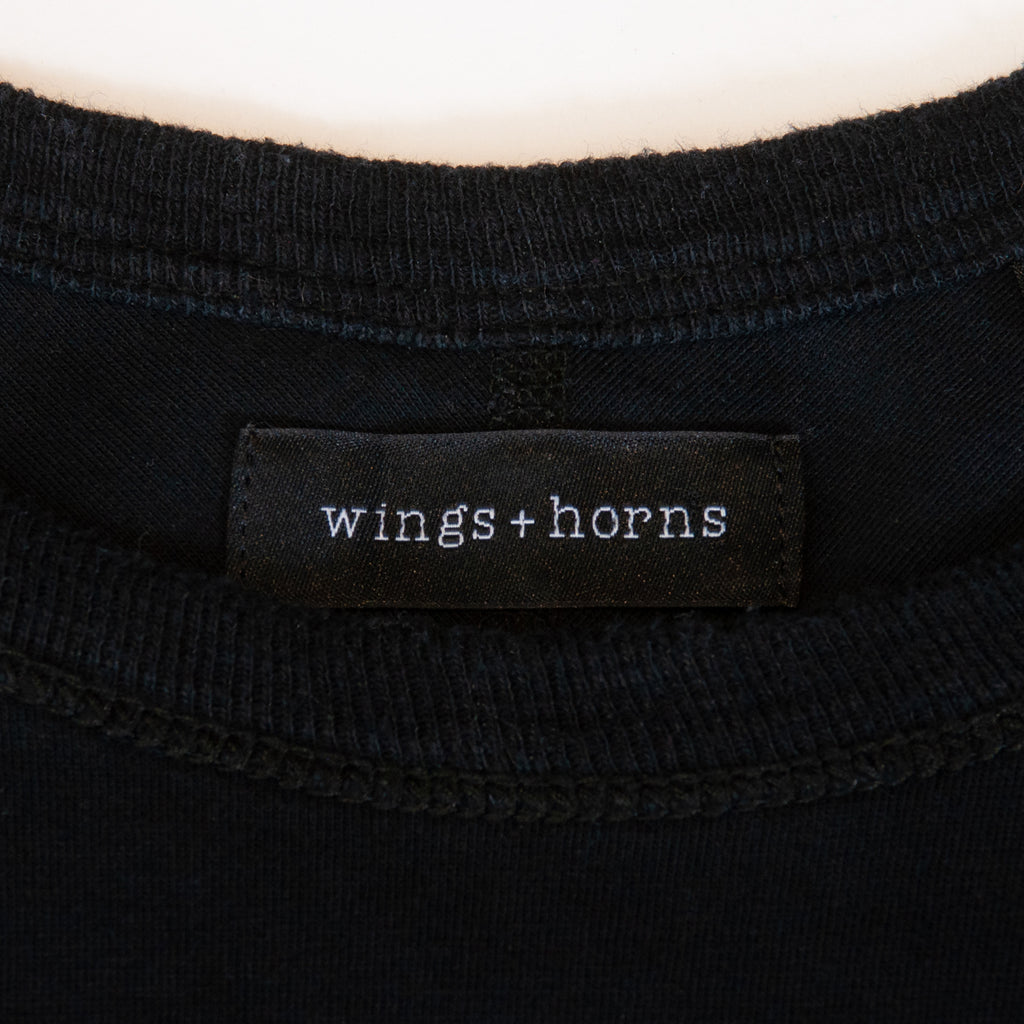 Wings + Horns Black Crew-Neck Pullover