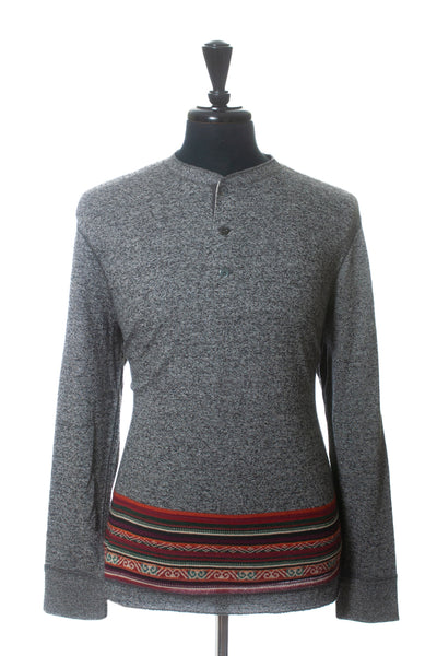 Polo Grey Angora Blend Henley Sweater