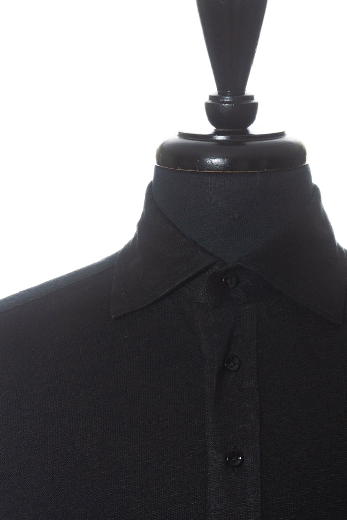 Monteverdi Milano Black Linen Slim Fit Knit Shirt