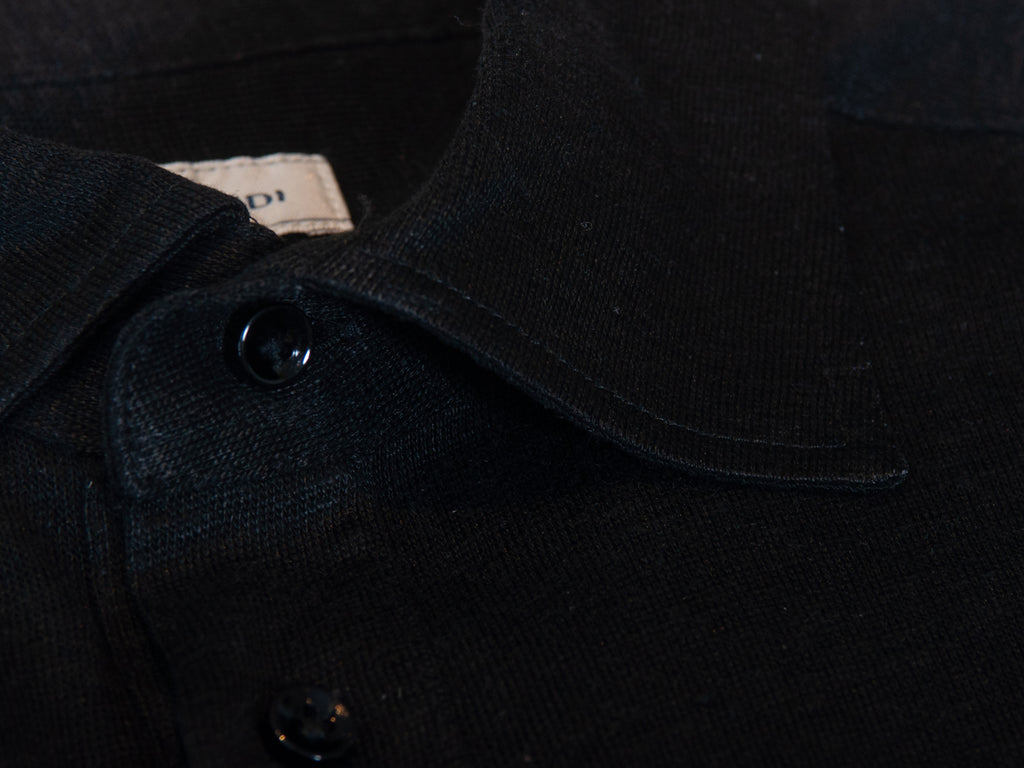 Monteverdi Milano Black Linen Slim Fit Knit Shirt