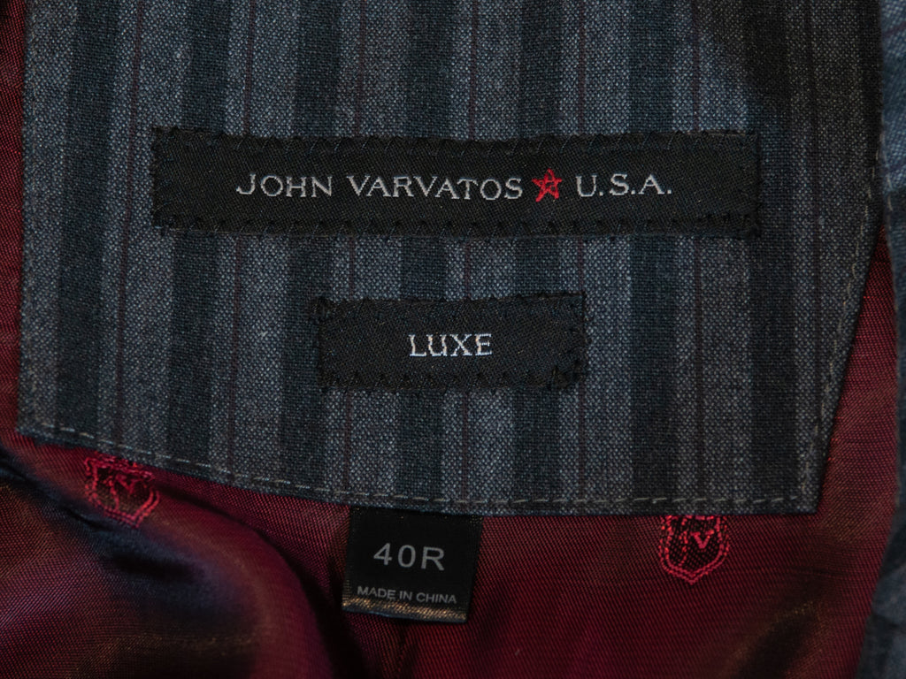 John Varvatos Luxe Grey Striped Peaked Soft Blazer