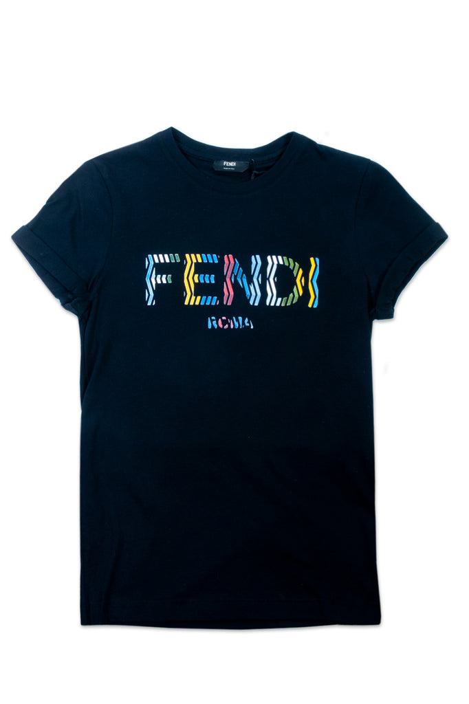 Fendi NWT Black Logo Print Roma T-Shirt