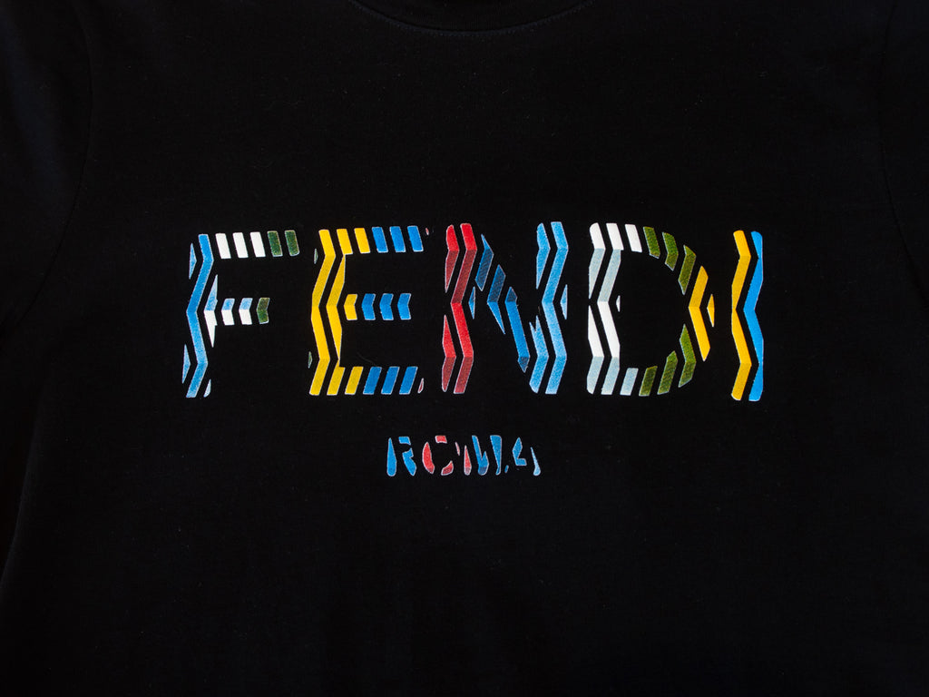 Fendi NWT Black Logo Print Roma T-Shirt