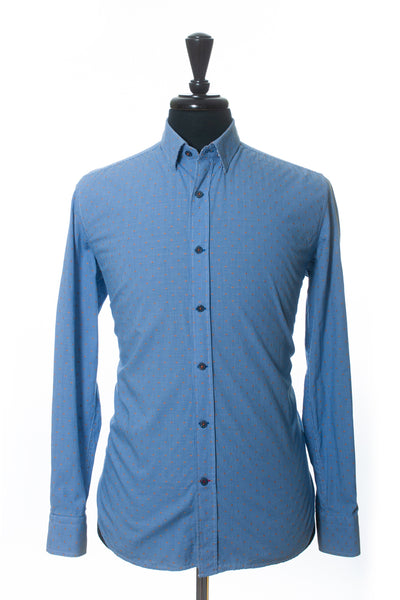 Robert Graham Blue Dotted Twill Tailored Fit Shirt