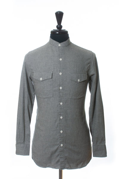 Wings + Horns Grey Flannel Banded Collar Shirt