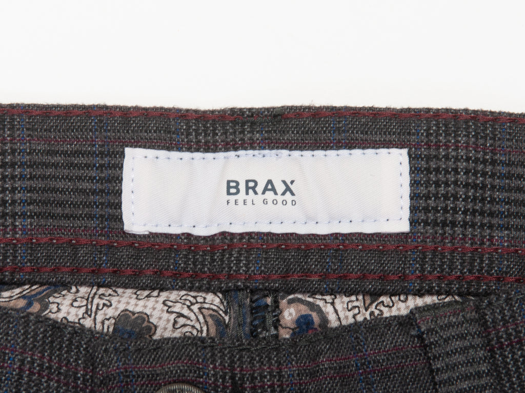 Brax Grey Check Flannel Cooper Pants