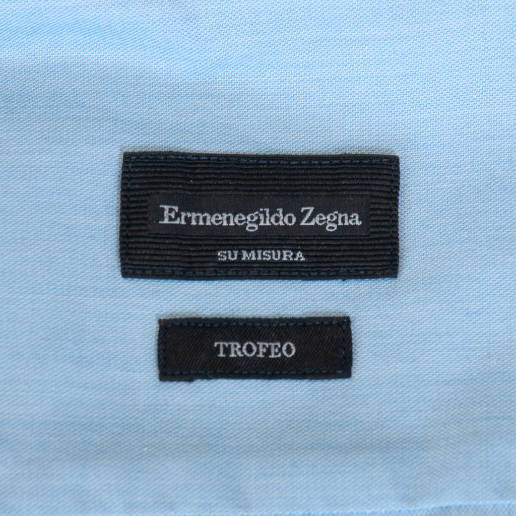 Ermenegildo Zegna Blue Trofeo Tailored Fit Cotton Shirt