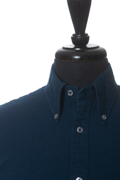 Brooks Brothers Navy Blue Seersucker Regent Fit Button Down Shirt