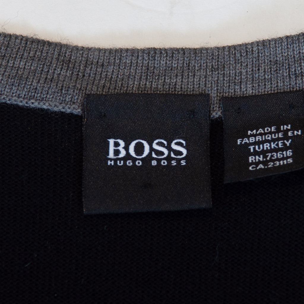Hugo Boss Red on Black Adnan V-Neck Sweater