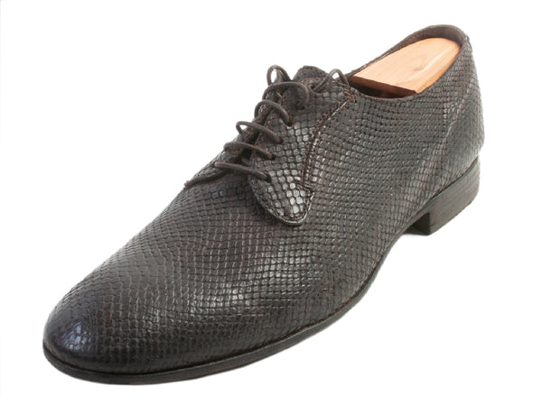 Officine Creative Brown Reptile Leather George Derby Shoes