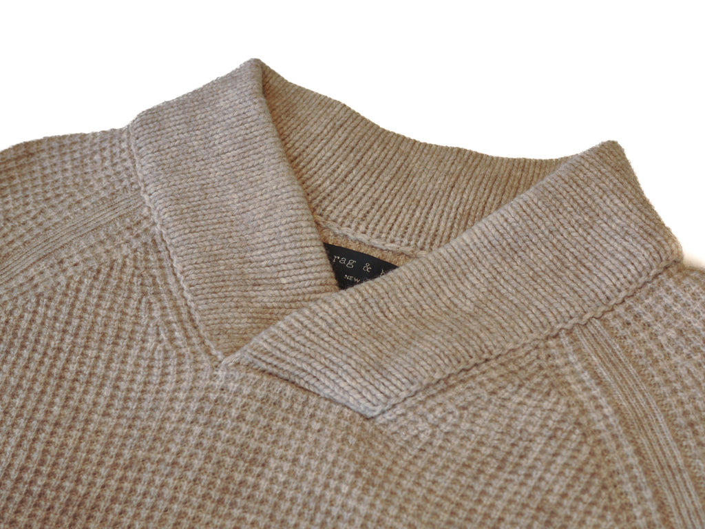 Rag & Bone Oatmeal Brown Waffle Knit Cardigan