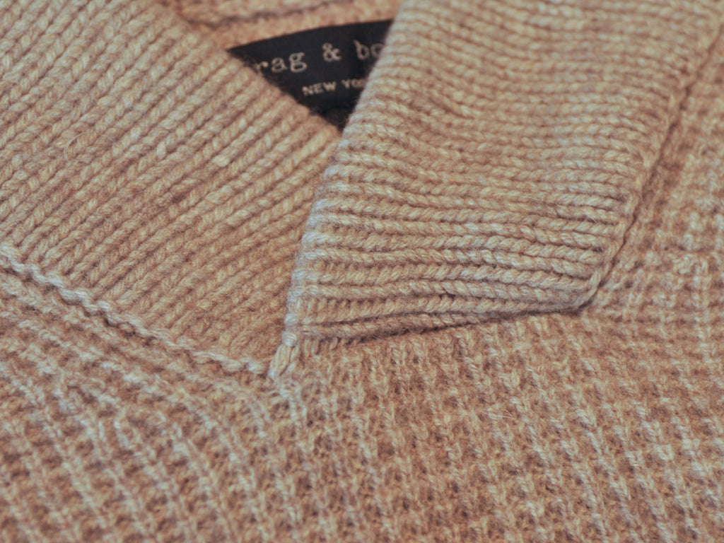 Rag & Bone Oatmeal Brown Waffle Knit Cardigan