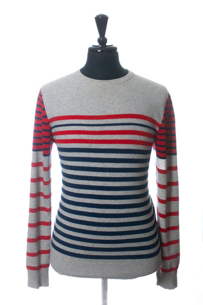 J.Lindeberg Grey Striped Scottish Cashmere Sweater