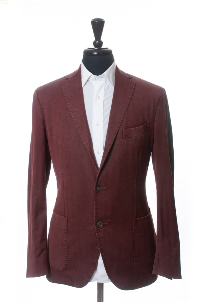 Boglioli Red Herringbone Garment Dyed Wool K-Jacket Blazer