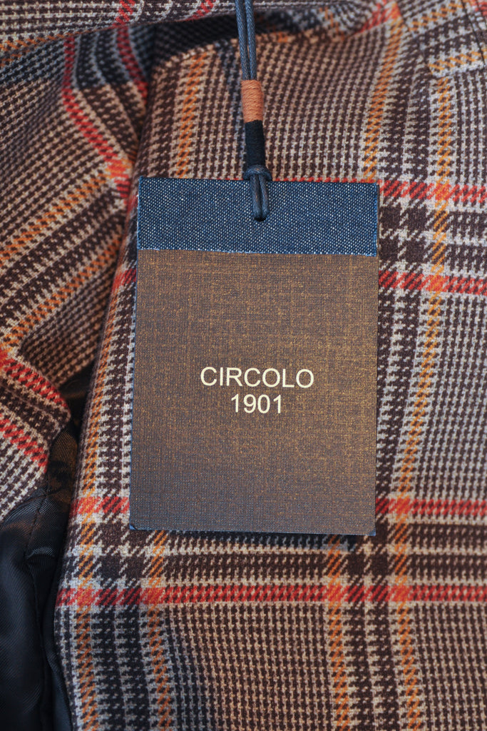 Circolo NWT Brown Check Easy Jersey Blazer